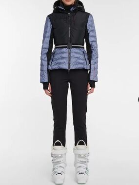 Erin Snow Womens Kat Hooded Belted Eco Sporty Ski Jacket, Black/Dusty Purple,2US